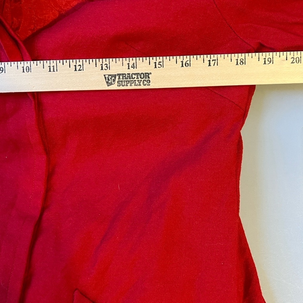 Vintage 80’s Givenchy EN Plus Vibrant Red Wool Long Sleeve Dress 14W - Picture 6 of 16